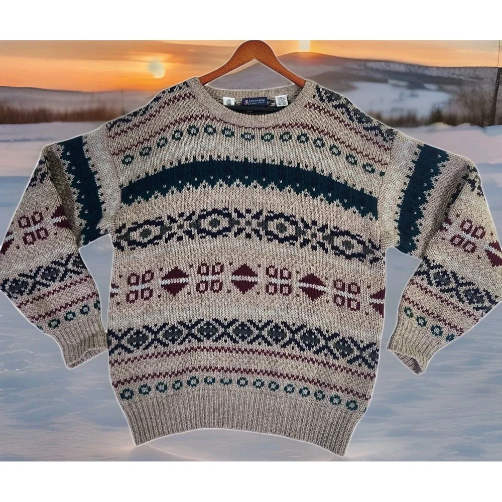 Vintage Austin Reed Wool Sweater Men's XL Nordic Knit Shetland Indie
